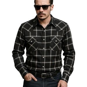 MWG APPAREL Men’s Western Button Down Shirt Rockabilly Plaid Iridescent Snap XXL